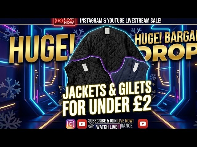 LIVE SALE: Winter jackets & Gilets UNDER £2