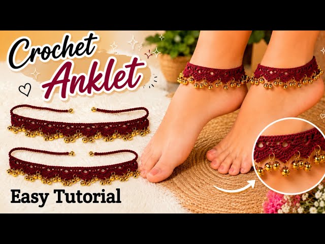 🧶✨ Crochet Anklet Tutorial | Easy Payal Making at Home 💕