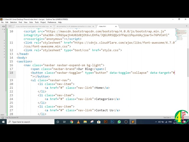 1 - Responsive Navigation bar - HTML Responsive Theme Development using Bootstrap, CSS and JQuery