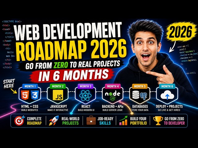 Web Development Roadmap 2026: Go From Zero to Real Projects in 6 Months