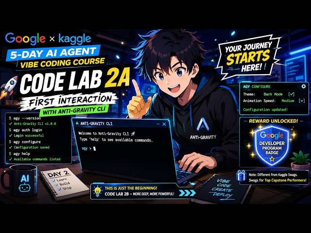 Google x Kaggle AI Agent Course Code Lab 2A Solution  Anti Gravity CLI Setup & Google Badge Guide 🚀