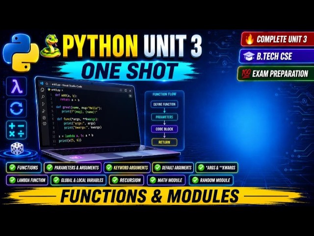 Python Programming Unit 3 Complete - Function,Lambda,Recursion & Math Module
