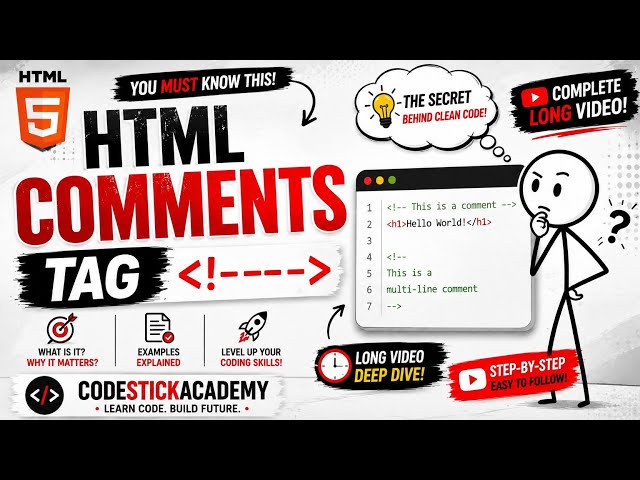 🤯 Most Beginners Get HTML Comments Wrong! Learn This Tiny Tag | @CodeStickAcademy