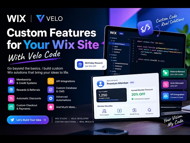 Wix Velo Custom Development | Membership, Credits, Rewards, API & Custom Features