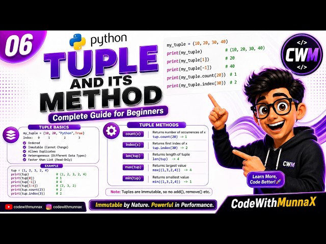06. Python Tuple and Its Methods | Complete Tuple Tutorial for Beginners | Python Tutorial 2026