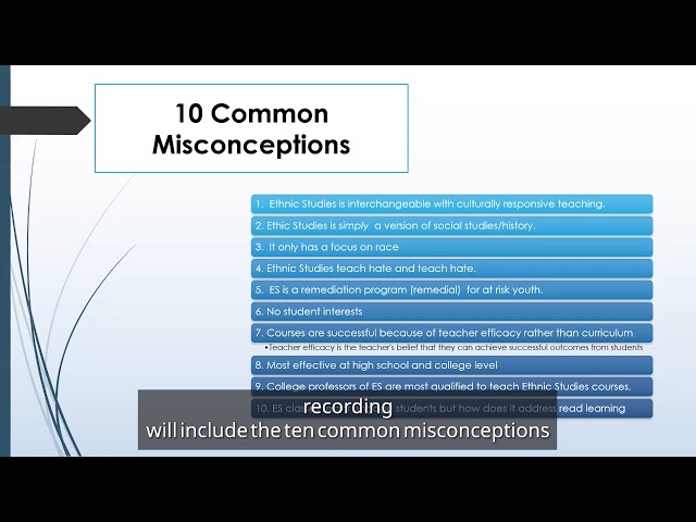 Misconceptions and Why ETS Matters Lectures