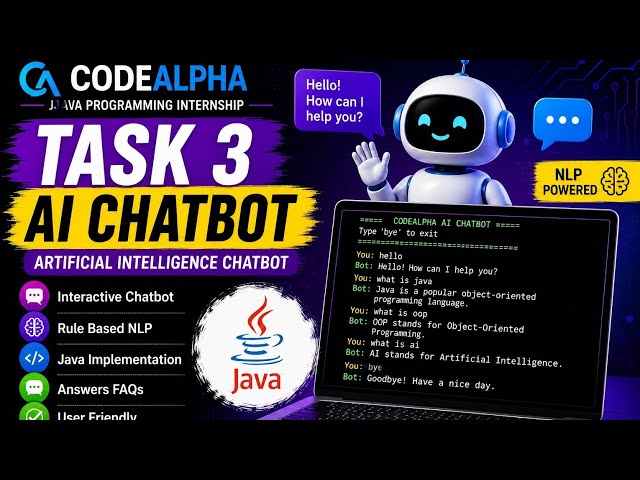 CodeAlpha Java Programming Internship | Task 3 Artificial Intelligence Chatbot | Java Project Demo