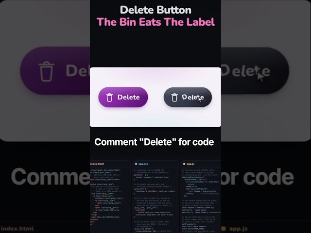 I Made a Crazy Delete Button 😱 | HTML CSS JavaScript #shorts 💥 #html 💻 #css 💻#js 💻#trending📈 #viral📈