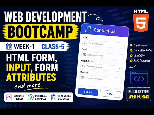 Learn HTML Forms in One Video 🔥 | Input Types, Form Attributes & Validation