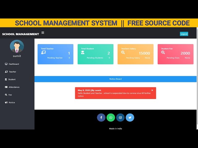 School Management System || 2025 || FREE source code || advance school management system ||LazyCoder