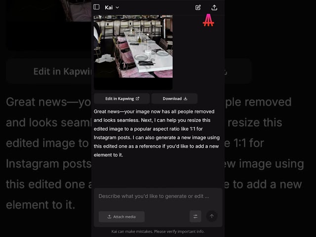 Edit images in seconds just by chatting with KAI! #ai #aigenerated #editing #aiediting #kapwing