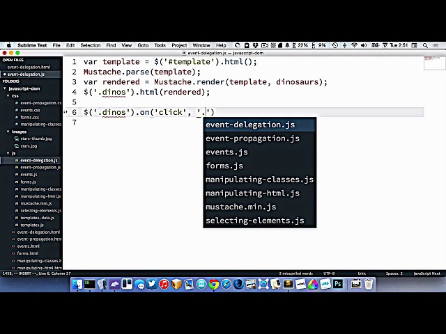 How To Make Event Delegation : Javascript Templetes
