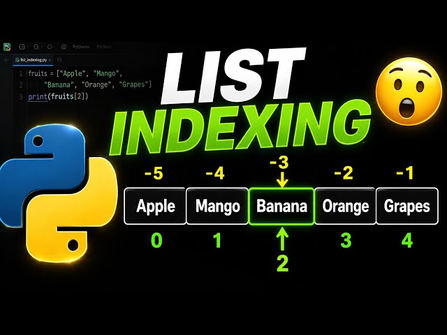 Python List Indexing | Easy🔥 | Positive & Negative Indexing in Python | Python Lists