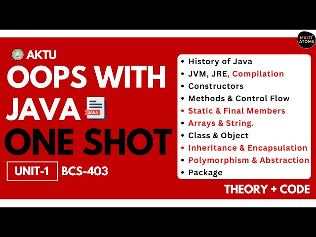 Java OOPS in One Shot | Unit-1 | OOPS With Java Aktu 4th Sem BCS 403 | Aktu Exams One Shot Video