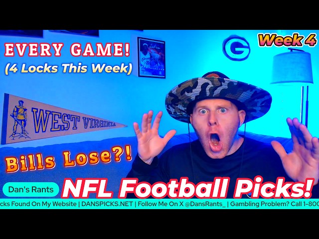 NFL Picks For EVERY GAME (Week 4) | 4 LOCKS This Week! (14-6 Run!)