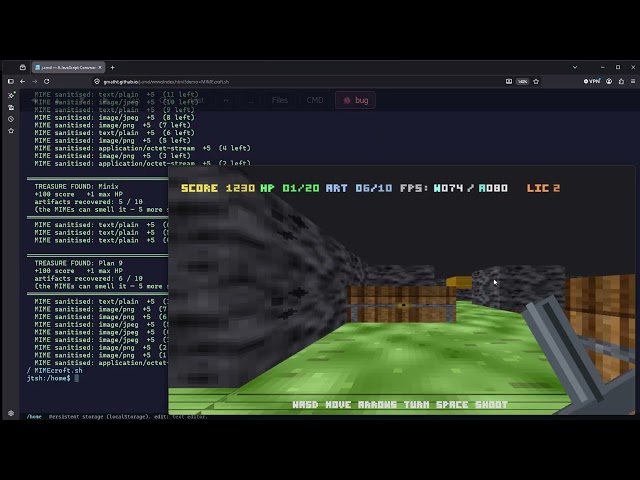 MIMEcroft.sh: A 3D game written in BASH.
