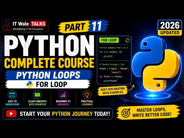 Python Complete Course Part 11 | Python Loops | For Loop 