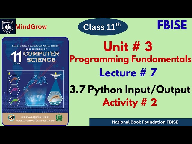 Unit 3 Programming Fundamentals | 3.7 Python Input Output (I/O) | HSSC-I FBISE Computer NBF Class 11