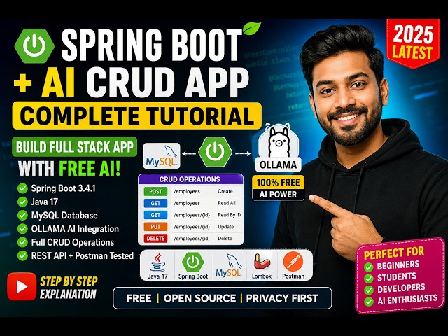 Spring Boot AI Tutorial: Create CRUD APIs with Free Local LLM | Java, MySQL, Ollama