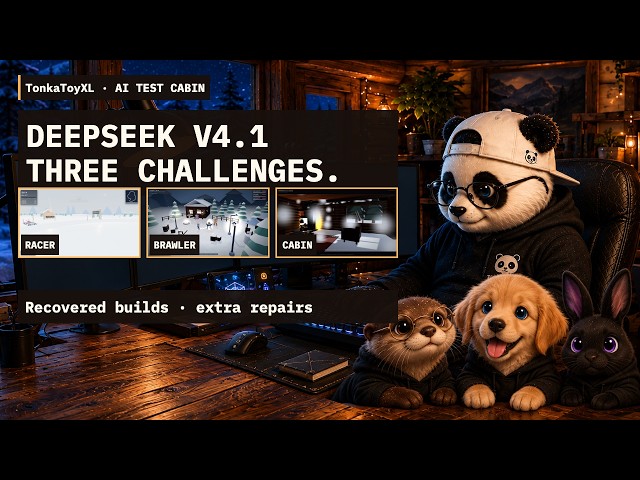 DeepSeek V4.1 Flash Builds 3 Games: Racer, Brawler & Cabin | Repairs Included