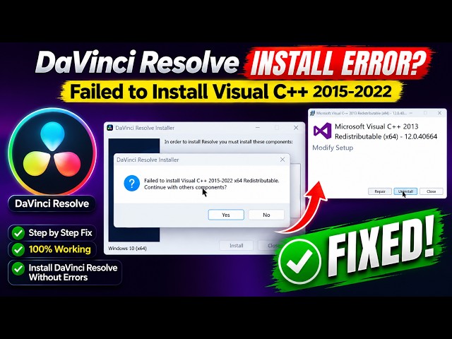 How to Fix DaVinci Resolve Visual C++ Redistributable Installation Error