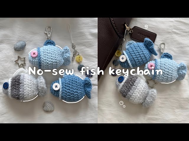 🐟 No-sew crochet fish keychain | Step-by-step beginner friendly tutorial