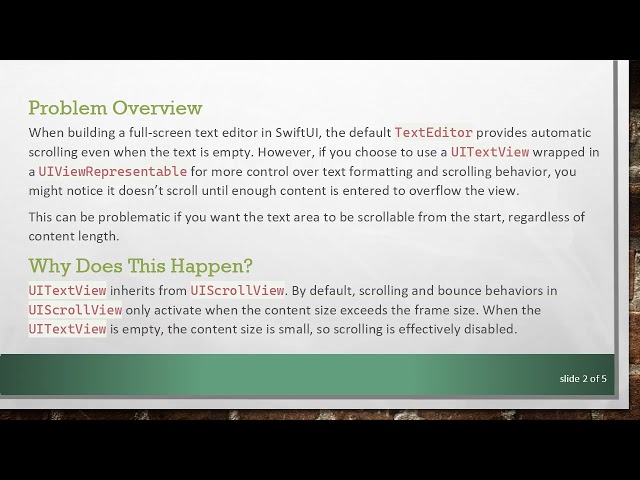 How to Make a UITextView Always Scrollable Using SwiftUI's UIViewRepresentable