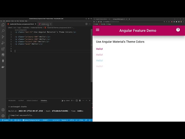How to use Angular Material theme colors in stylesheet