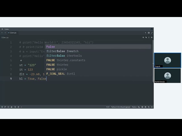 Python 12 PM Batch Data Types & Basic Operations Training : Session 3