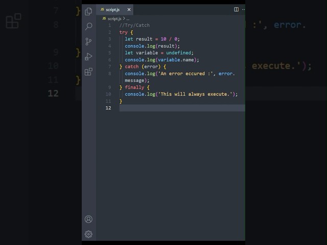 JavaScript Try/Catch Explained | Handling Errors Like a Pro! 🚀 #coding#javascript