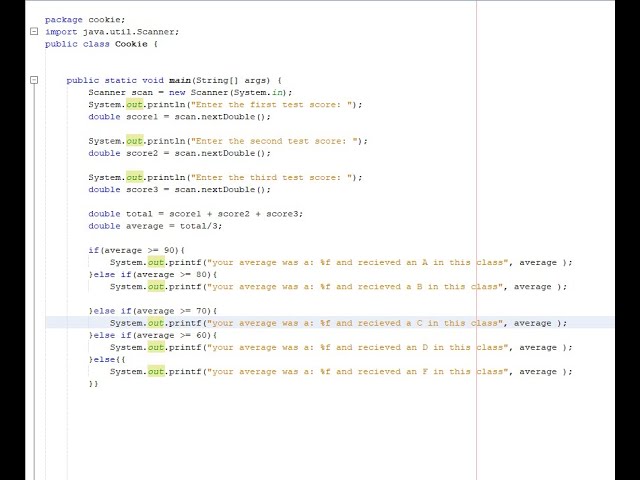 Java - Test Scores And Grade