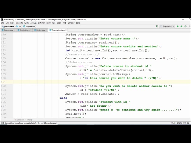 Project# registration class part five -insert delete option java 3 (Arabic)