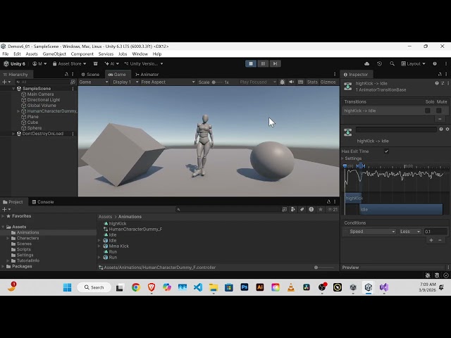 04 UNITY 6: Getting Started —adding kick animation and transitions