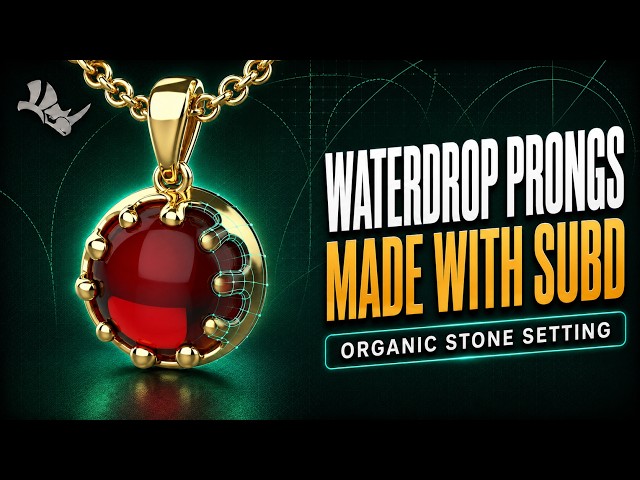 SubD Waterdrop Pendant 3D Modeling in Rhino | Organic Prong Setting #557