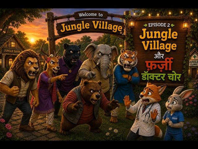 Jungle Village Farzi Doctor Chor |Hindi Cartoon fun Story #kidsvideo #kidscartoon #fun #trending