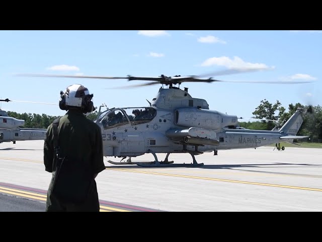 U.S. Marines with the Marine Light Attack Helicopter Squadron (HMLA) 167