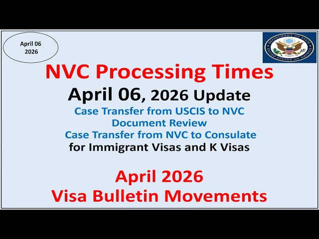 NVC Processing Times As of April 06, 2026 | April 2026 Visa Bulletin Movements