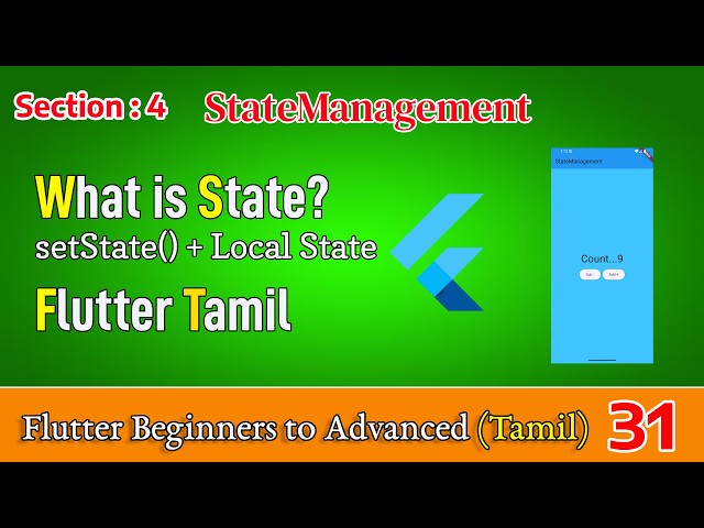 Flutter State Management for Beginners: What is State in Flutter and setState() Explained | Dilip...