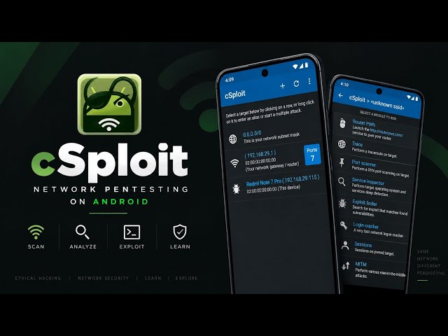 cSploit Android Tutorial: Network Pentesting on Rooted Android | cSploit Features & Setup