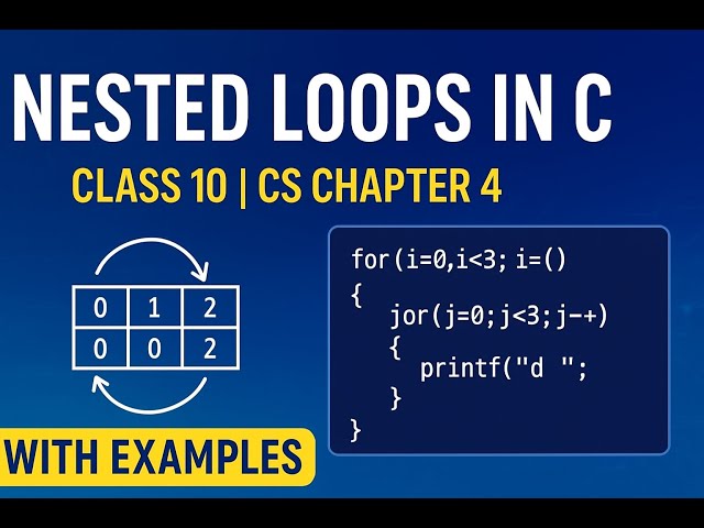 Class 10 Computer Science | Chapter 4 Data & Repetition | Nested Loops in C with Examples