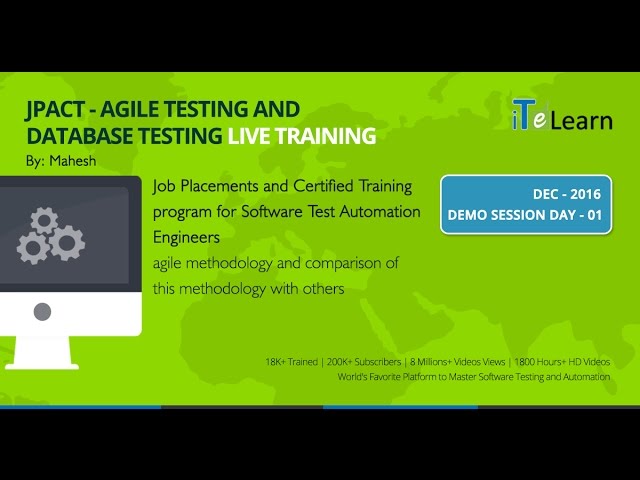 Agile Testing & Database Testing Live Training for beginners Day 01 (JPACT Program)