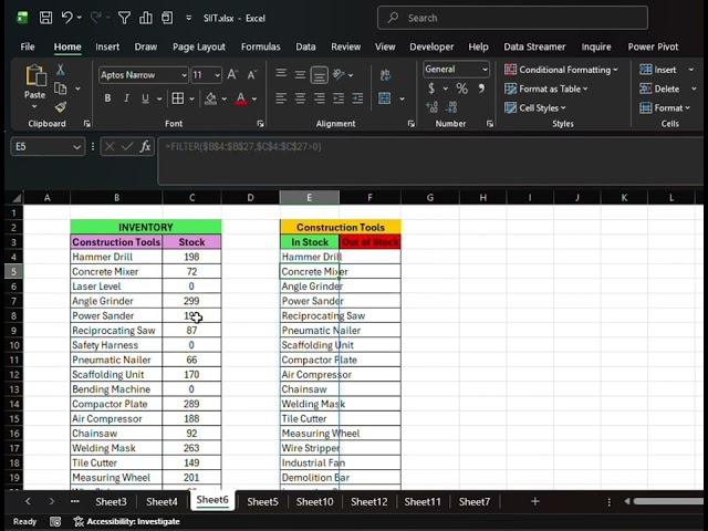 How to Build a Self-Updating In-Stock and Out-of-Stock List in Excel