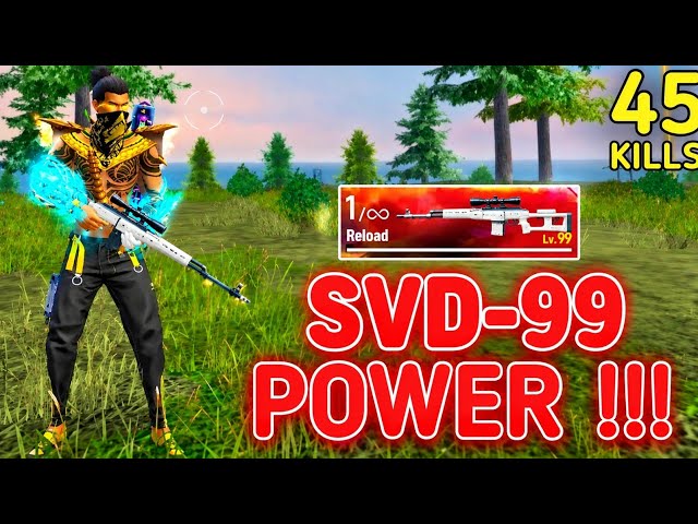 New LVL-99 SVD🔥😱 !!! MOST DANGEROUS SVD EVER IN FF ??? ||SOLO VS SQUAD ||90% HEADSHOT INTEL I5