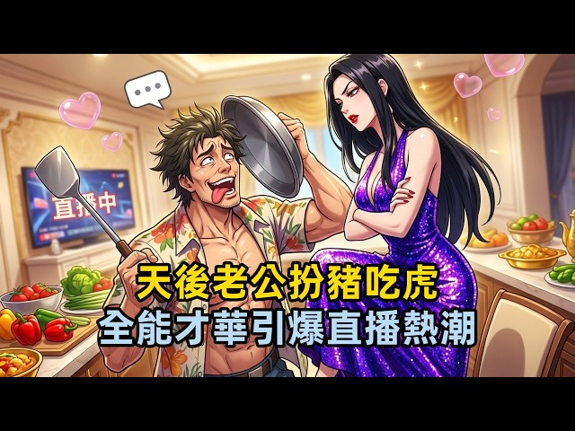 《天後老公扮豬吃虎，全能才華引爆直播熱潮》只想躺平吃軟飯的沈旗，意外卷入沉浸式直播帶娃節目。表面慵懶擺爛，實則廚藝、樂器、創作樣樣精通，一首天后唱動人心，育兒方式獨特又搞笑……#漫畫解說