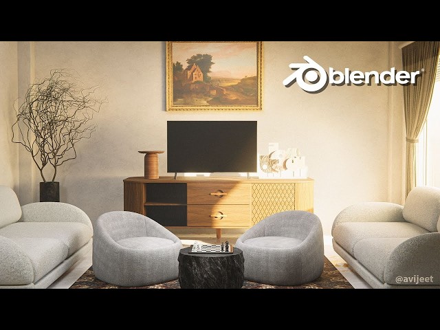 interior Rendering in Blender 3D | interior Visualization | Timelapse