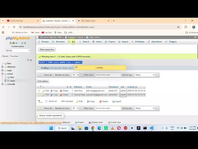 Creating a database and display records 