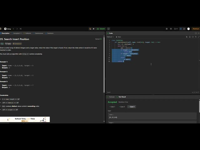 35. Search Insert Position | Leetcode | python