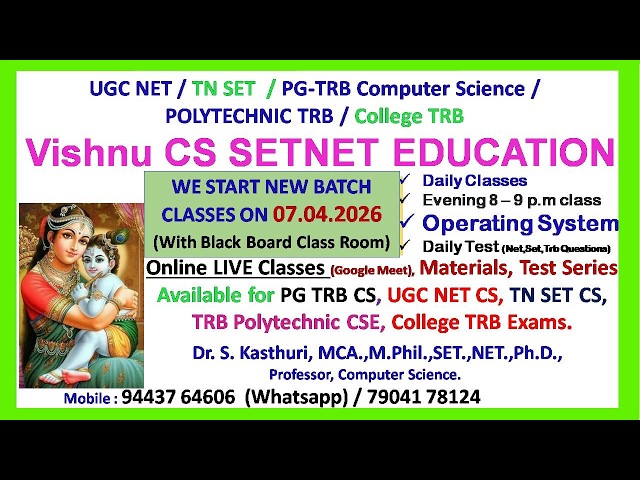 Computer Science | TN SET 2026 | UGC NET 2026 | PG TRB CS | Operating System Unit | in Tamil | CS
