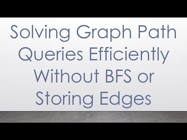 Solving Graph Path Queries Efficiently Without BFS or Storing Edges