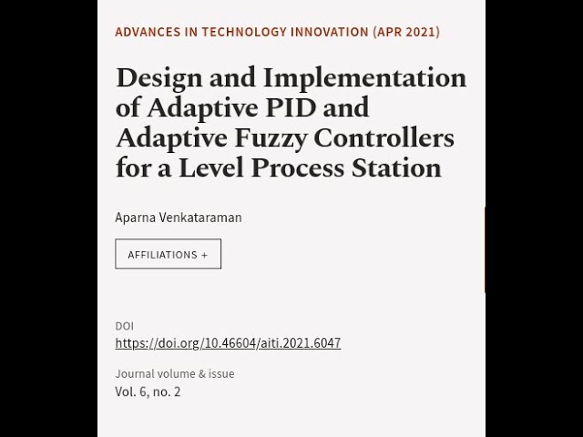 Design and Implementation of Adaptive PID and Adaptive Fuzzy Controllers for a Level ... | RTCL.TV